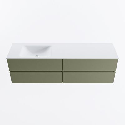 MONDIAZ VICA 170cm badmeubel onderkast Army 4 lades. Wastafel CLOUD links 1 kraangat, kleur Talc.
