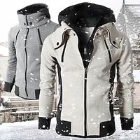 Voor heren Winterjack Winterjas Outdoor jas Buitensporten Alledaagse kleding Herfst Winter Effen Kleur Normaal gebroken wit Donkergrijs Grijs Jacks Lightinthebox