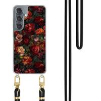 Samsung Galaxy S25 hoesje met zwart koord - Floral garden Samsung Galaxy S25 hoesje met zwart koord - Floral garden