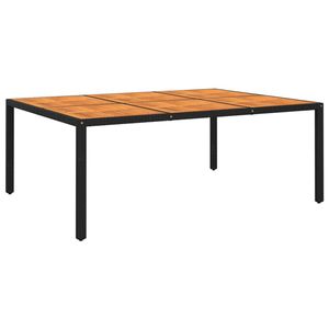 vidaXL Tuintafel 200x150x75 cm acaciahout en poly rattan zwart