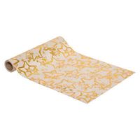 Kerst thema diner tafelloper - 2x stuks - goud/beige - gouden sterren - 28 x 300 cm