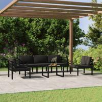 6-delige Loungeset met kussens aluminium antracietkleurig