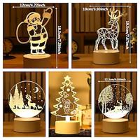 acryl usb 3d kerstnachtlampje kerstversiering nachtverlichting, tafellamp kerstman sneeuwpop klokken ornament led verlichting voor thuis boom eland kerst 3d kerstcadeau navidad nieuwjaar home decor Lightinthebox - thumbnail