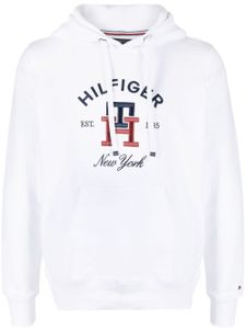 Tommy Hilfiger hoodie à logo brodé - Blanc