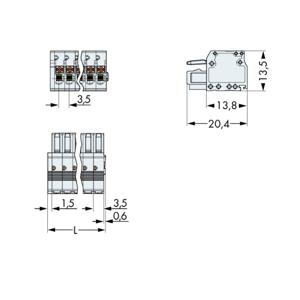 WAGO 2734-116 Female behuizing (kabel) 2734 Totaal aantal polen: 16 Rastermaat: 3.50 mm Inhoud: 25 stuk(s)