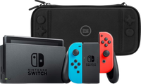 Nintendo Switch Rood/Blauw + BlueBuilt Beschermhoes - thumbnail