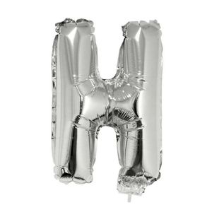 Opblaasbare letter ballon H zilver