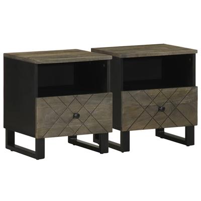 Nachtkastjes 2 st 40x33x46 cm massief mangohout zwart