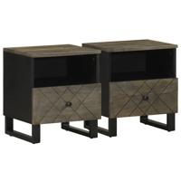 Nachtkastjes 2 st 40x33x46 cm massief mangohout zwart