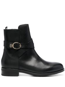 Tommy Hilfiger bottines en cuir à détails de boucles - Noir