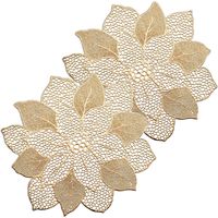 Placemats bloemen vorm - 6x - kunststof - 49 x 47 cm - goud - thumbnail