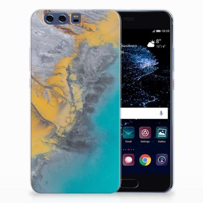 Huawei P10 Plus | TPU | Siliconen hoesje | Marble Blue Gold