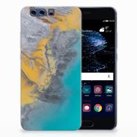 Huawei P10 Plus | TPU | Siliconen hoesje | Marble Blue Gold