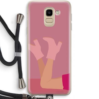 Pink boots: Samsung Galaxy J6 (2018) Transparant Hoesje met koord