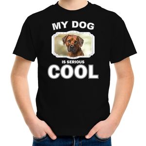 Honden liefhebber shirt Rhodesische pronkrug  my dog is serious cool zwart voor kinderen
