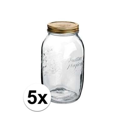 Bormioli Rocco Weckpot/inmaakpot - 5x stuks - 1,5 Liter - glas - met draaideksel - 21 x 10 cm