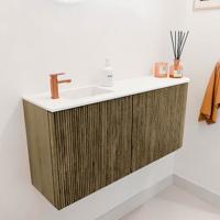Toiletmeubel Mondiaz Joya | 91.6 cm | Meubelkleur Dusk | Faye wastafel Talc Links | 1 kraangat