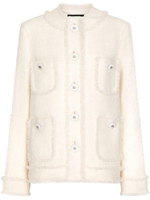 Dolce & Gabbana veste en tweed à simple boutonnage - Tons neutres