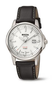 Boccia 3643-01 Horloge Titanium-Leder saffierglas zilverkleurig-wit-zwart 39 mm