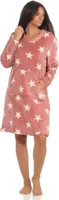 N Fleece dames nachthemd - Stars - Warm winter nachtjapon lange mouwen