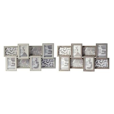Fotolijsten DKD Home Decor 60 x 3 x 32 cm Kristal Grijs Bruin Hout MDF Stads (2 Stuks)