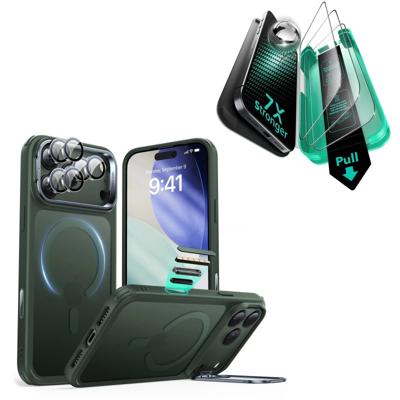 iPhone 17 Pro Bundle Classic Hybrid Magnetic Case (Camera Control, Stash Stand) and Armorite Screen Protector - Frosted Green