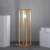Vloerlamp hout modern vierkant &apos;Gobia&apos; E27 fitting staande lamp 120cm