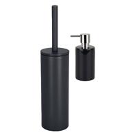 Spirella Badkamer accessoires set - WC-borstel/zeeppompje - zwart - Badkameraccessoireset - thumbnail