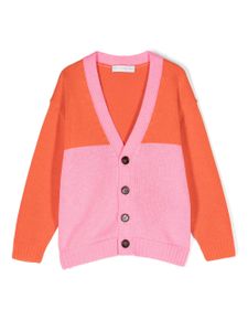 There Was One Kids cardigan colour block à col v - Orange