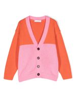 There Was One Kids cardigan colour block à col v - Orange - thumbnail