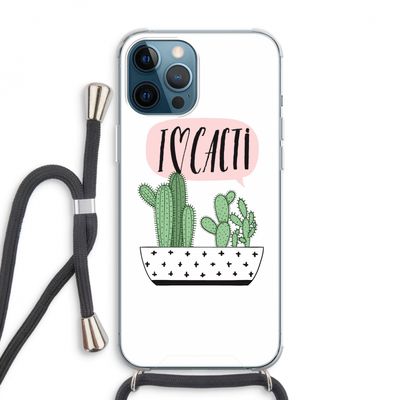 I love cacti: iPhone 12 Pro Max Transparant Hoesje met koord