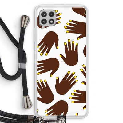 Hands dark: Samsung Galaxy A22 4G Transparant Hoesje met koord