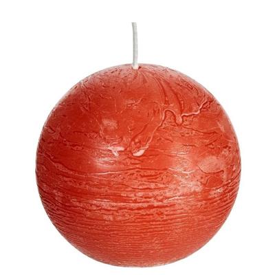 Spaas rustieke bolkaars - oranje - 1x - D8 cm - 24 branduren - ronde kaarsen Spaas rustieke bolkaars - oranje - 1x - D8 cm - 24 branduren - ronde kaarsen
