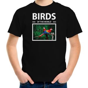 Papegaaien vogel t-shirt met dieren foto birds of the world zwart voor kinderen