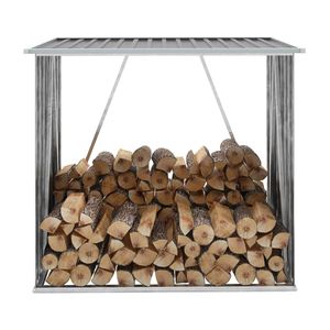VidaXL Haardhoutschuur 163x83x154 cm gegalvaniseerd staal grijs