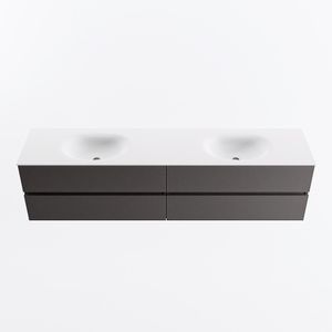 MONDIAZ VICA 200cm badmeubel onderkast Dark Grey 4 lades. Wastafel MOON dubbel 2 kraangaten, kleur Talc.