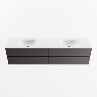 MONDIAZ VICA 200cm badmeubel onderkast Dark Grey 4 lades. Wastafel MOON dubbel 2 kraangaten, kleur Talc.