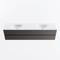 MONDIAZ VICA 200cm badmeubel onderkast Dark Grey 4 lades. Wastafel MOON dubbel 2 kraangaten, kleur Talc.