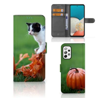 Samsung Galaxy A73 5G | Telefoonhoesje | Met pasjeshouder | Kitten