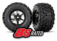 Traxxas - Tires & wheels, assembled, glued (X-Maxx black chrome wheels, Sledgehammer tires, foam inserts) (left & right) (2) (TRX-7774A) - thumbnail