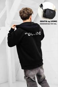 24 Uomo Mirror Zipped Hoodie Zwart + Gratis 24 Uomo Messenger Bag - Maat XS - Kleur: Zwart | Soccerfanshop