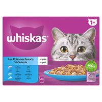 Whiskas 1+ Vis Selectie in gelei multipack (85 g) 4 verpakkingen (48 x 85 g)