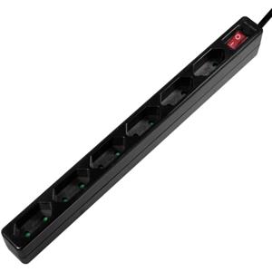 LogiLink LPS232B Stekkerdoos met schakelaar 6-voudig Zwart Eurostekker 1 stuk(s)