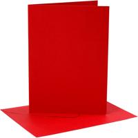 Kaarten en enveloppen, afmeting kaart 12,7x17,8 cm, afmeting envelop 13,3x18,5 cm, 230 gr, rood, 4 set/ 1 doos