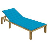 Ligbed met blauw kussen geïmpregneerd grenenhout