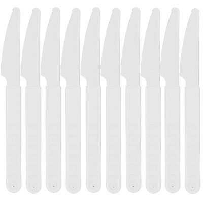 Messen - 40x stuks - wit - kunststof - 18 cm - herbruikbaar