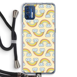 Regenboog: Motorola Moto G9 Plus Transparant Hoesje met koord
