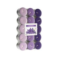 30x stuks Geurende waxine lichtjes lavendel 4 branduren - geurkaarsen