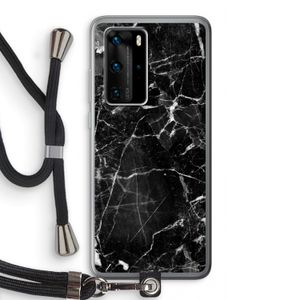 Zwart Marmer 2: Huawei P40 Pro Transparant Hoesje met koord