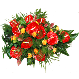 Rouwarrangement  rode Anthurium